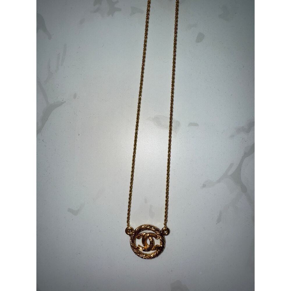 Chanel CC Logo Rope Pendant Necklace - Gold-Tone - Picture 6 of 6